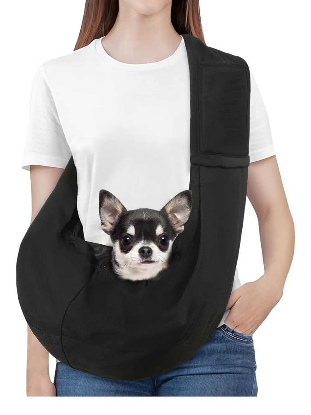 Pawaboo Black Pet Sling Carrier - Comfortable Hands-Free Dog & Cat Sling New